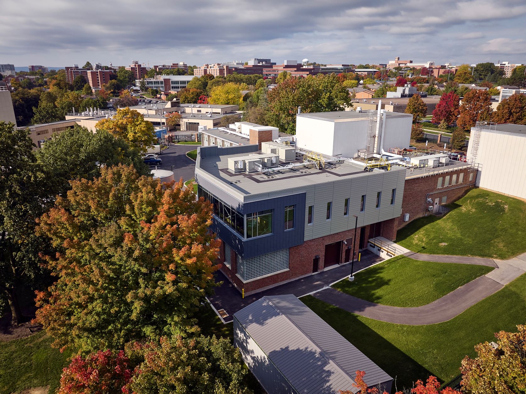 SW Exterior of Beam Lab Addition from Drone